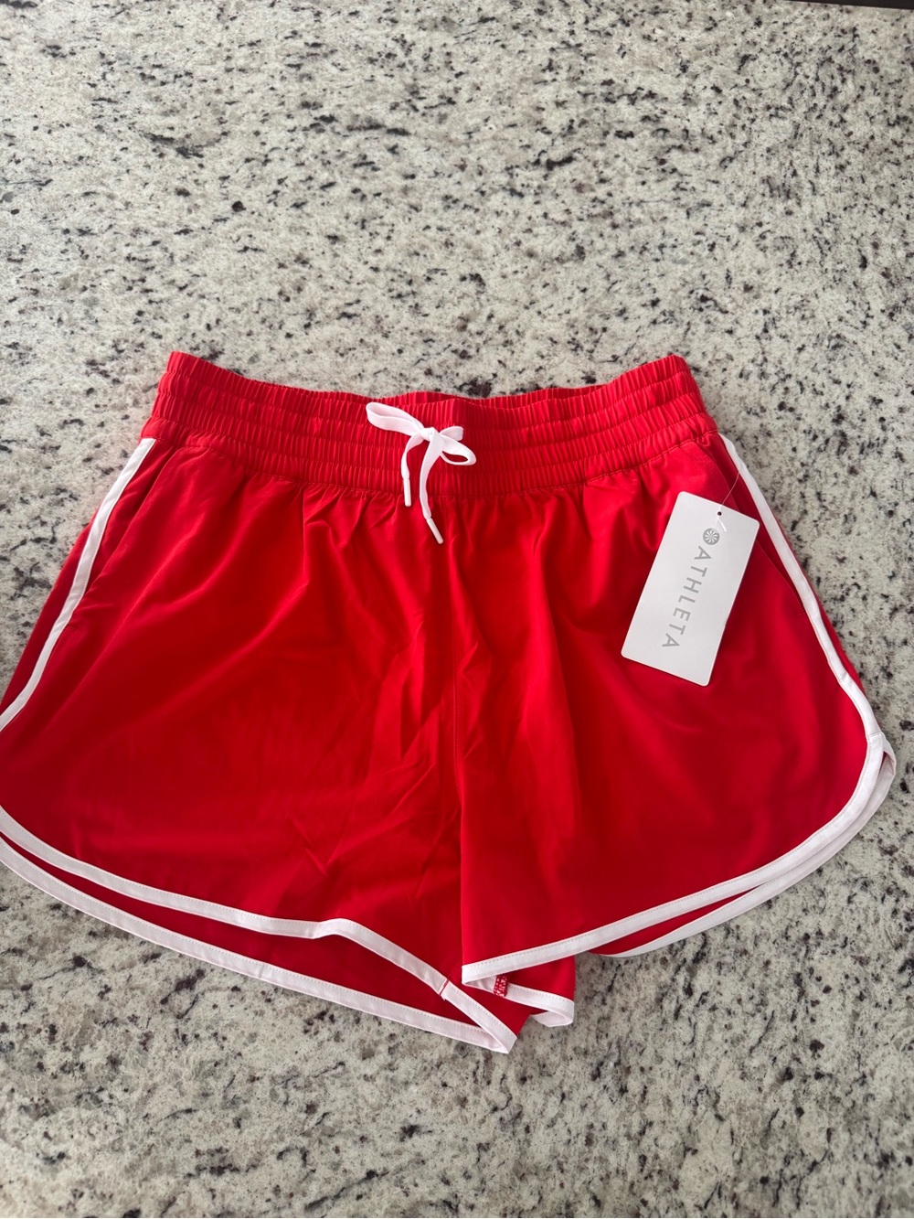 Athleta Red Weekender Athletic Shorts with White Trim High Rise Sz M - Picture 2 of 7